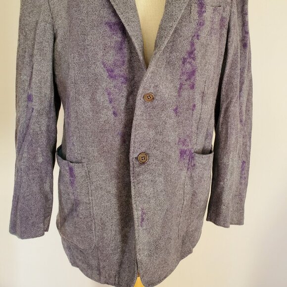 Canali italian cashmere wool angora kei blazer blue purple gray grey XL 44 46 L - Picture 9 of 11